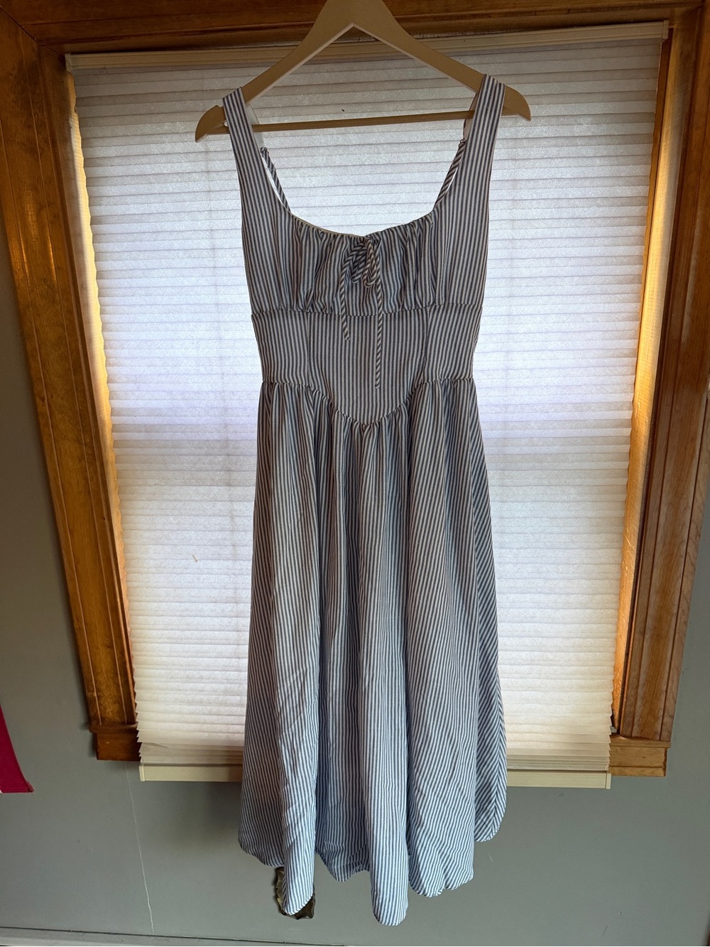 Workshop Republic Clothing Blue and White Striped Midi Sundress M 0158